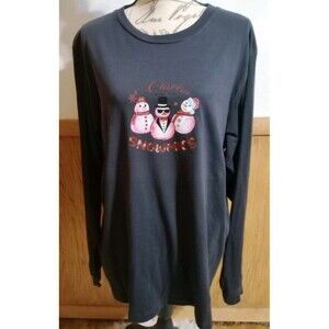 Women's Long Sleeve T-Shirt Plus 3X "Chillin With My Snowmies" Christmas Tee New